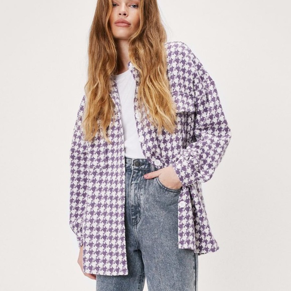Nasty Gal | Tops | Nasty Gal Purple Houndstooth Shacket | Poshmark